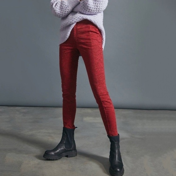 Anthropologie Denim - NWT Anthropologie Pilcro High Waisted Jacquard Jeggings in Red